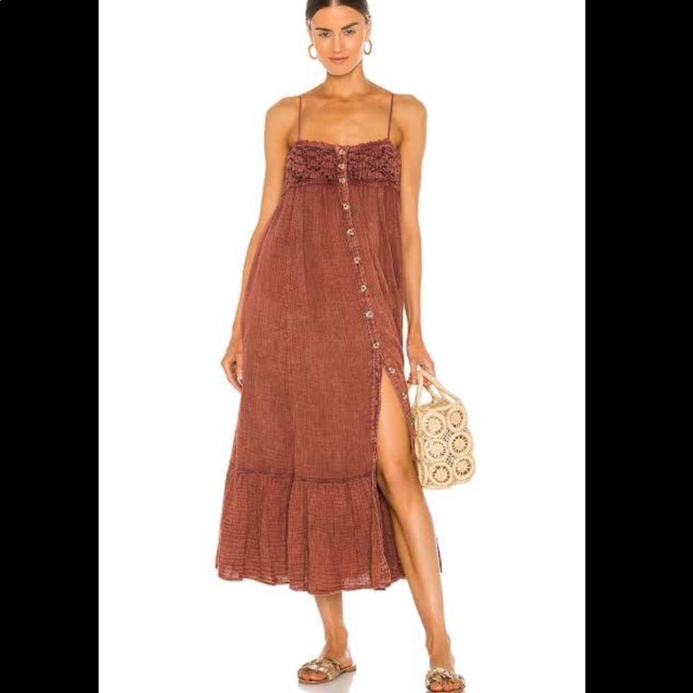 NWT Free People Linda Jo Midi / Rooibos Tea